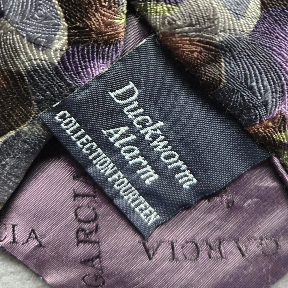 Vintage J Garcia Duckworm Alarm Collection Fourteen‎ Silk Necktie Purple Multi